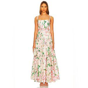 Agua by Agua Bendita Lima Floral Linen Sleeveless Square-Neck Maxi Dress